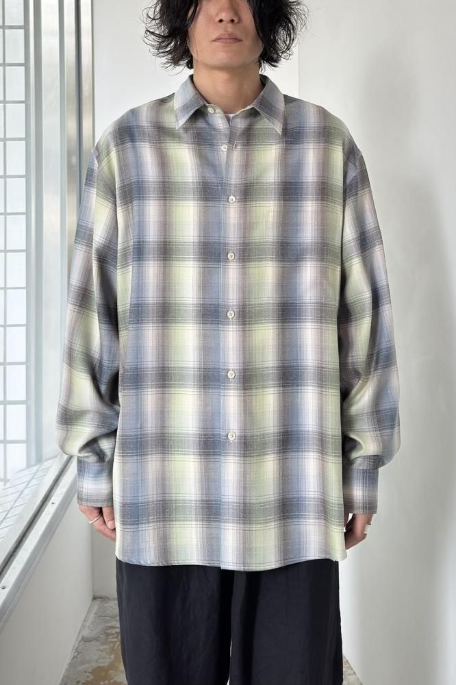 SUPER LIGHT WOOL CHECK SHIRT(BLUE GREEN CHECK)