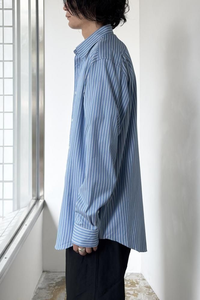 COTTON SILK STRIPE SHIRT(BLUE STRIPE) - H-L