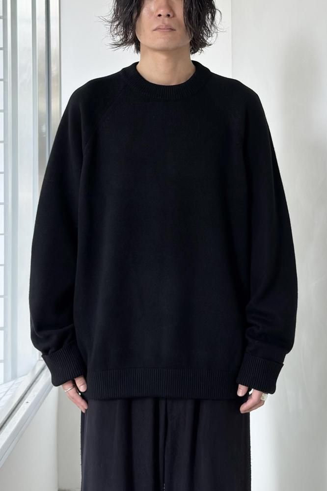 RERACS RAGLAN CREW NECK PULLOVER KNIT(BLACK)