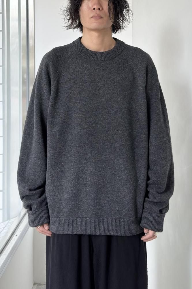 RERACS RAGLAN CREW NECK PULLOVER KNIT(TOP GRAY)