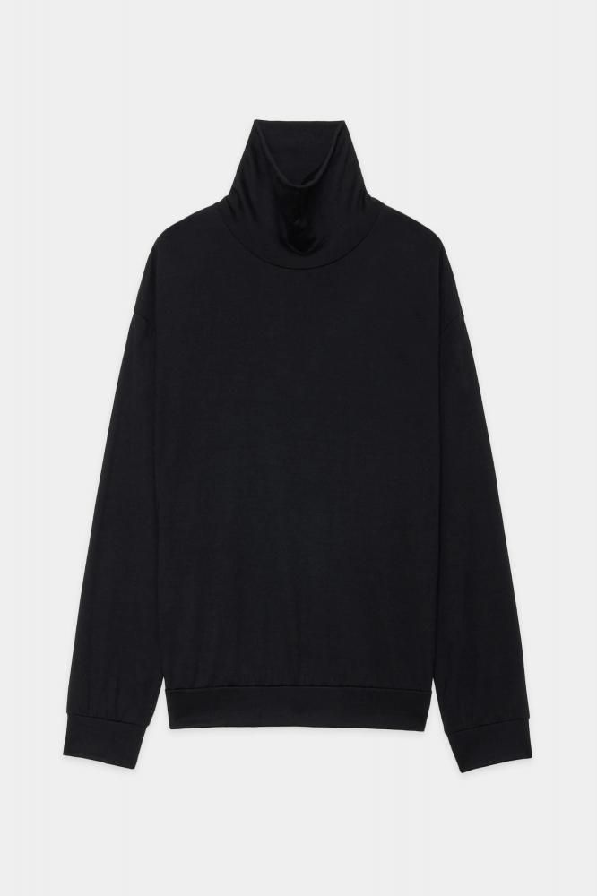 2/72 WOOL SINGLE JERSEY WASHABLE TURTLE NECK(BLACK)