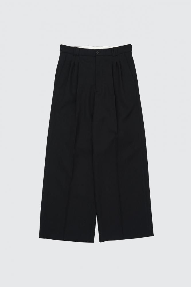 3pleated Wide-leg Trousers(BLACK)