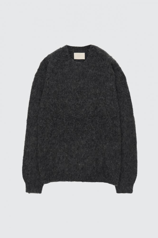 3Color Mix Baby Alpaca Crewneck Sweater(CHARCOAL)