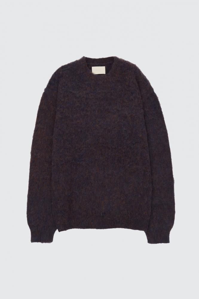 3Color Mix Baby Alpaca Crewneck Sweater(BROWN NAVY)