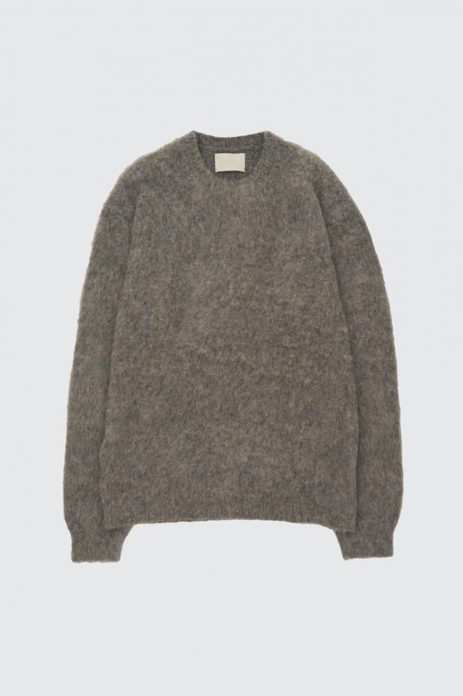 3Color Mix Baby Alpaca Crewneck Sweater(LIGHT GRAY)