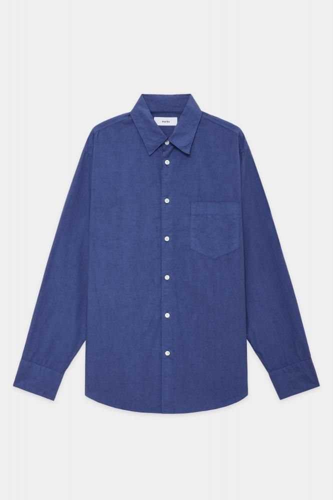 REGULAR COLLAR SHIRT -ORGANIC COTTON SILK TYPEWRITER CLOTH-(BLUE)