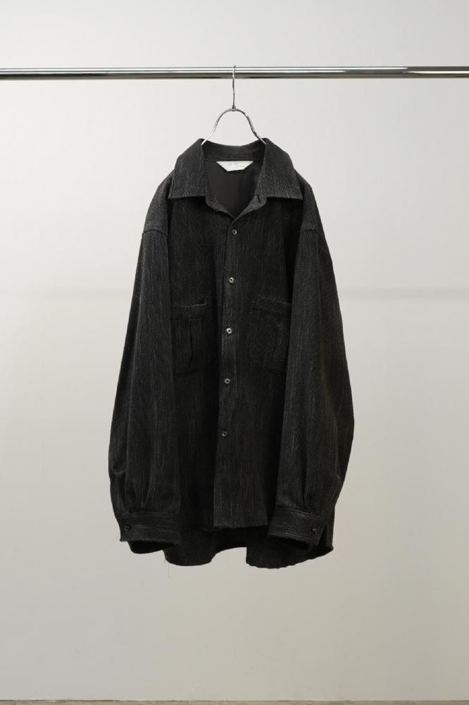 MELANGE WOOL OVER WORK SHIRT(BLACK)
