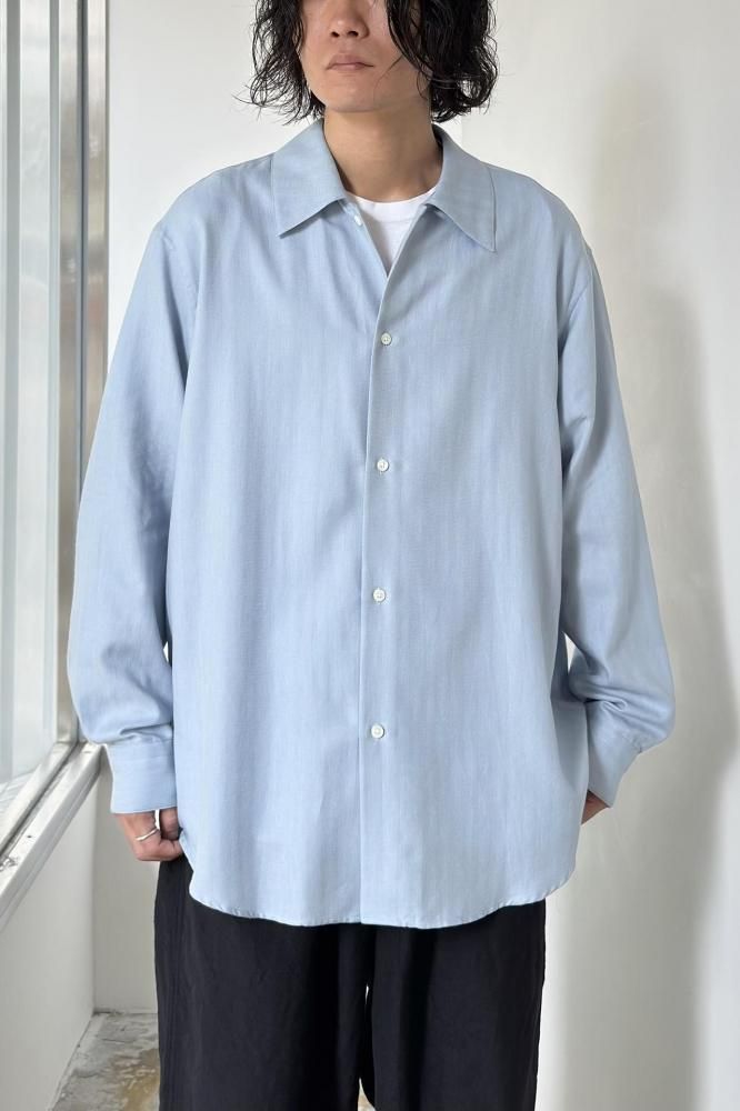 AURALEE コットンカシミヤヘリンボーンシャツ COTTON CASHMERE HERIRNGBONE SHIRT(LIGHT BLUE) - H-L