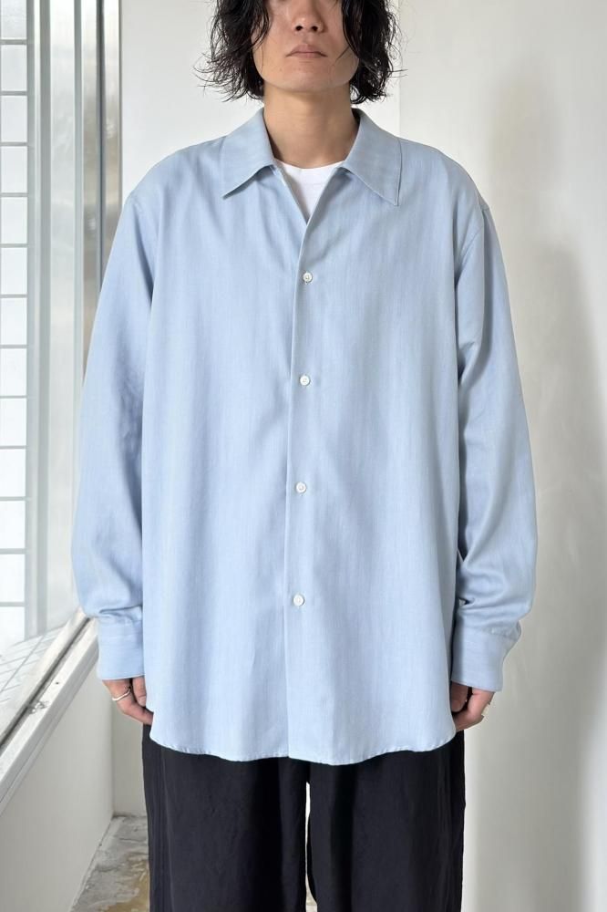COTTON CASHMERE HERIRNGBONE SHIRT(LIGHT BLUE)