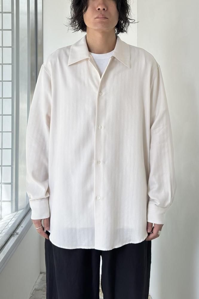 AURALEE ホワイトカシミヤ ヘリンボーン COTTON CASHMERE HERIRNGBONE SHIRT(IVORY WHITE) - H-L