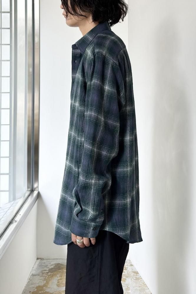 philme airy check shirt フリーサイズ 新品未開封品 AIRY WOOL CHECK SHIRT(FOREST GREEN×NAVY) - H-L