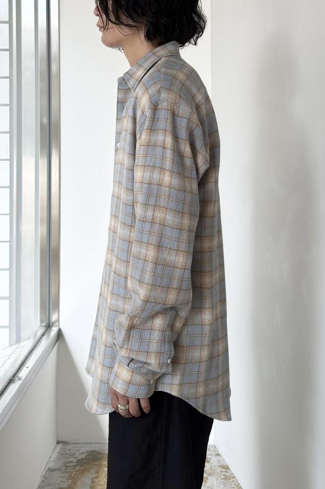 AIRY WOOL CHECK SHIRT(LIGHT BLUE×BEIGE) - H-L