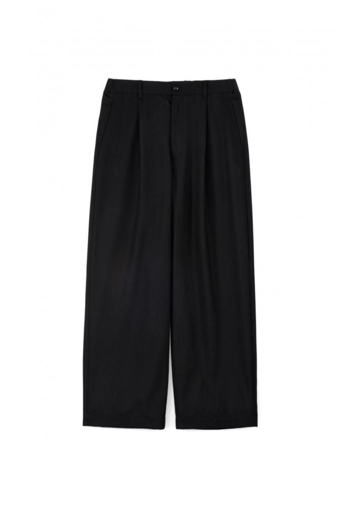 Techno Wool Nylon Wide Tapered Trousers(BLACK)