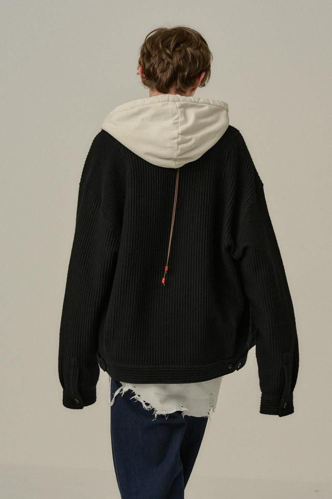 WOOL CORDUROY WORK SHIRT JACKET(BLACK) - H-L