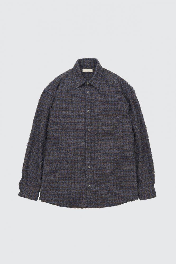 Needlepunched Cotton Plaid Shirt(NAVY)