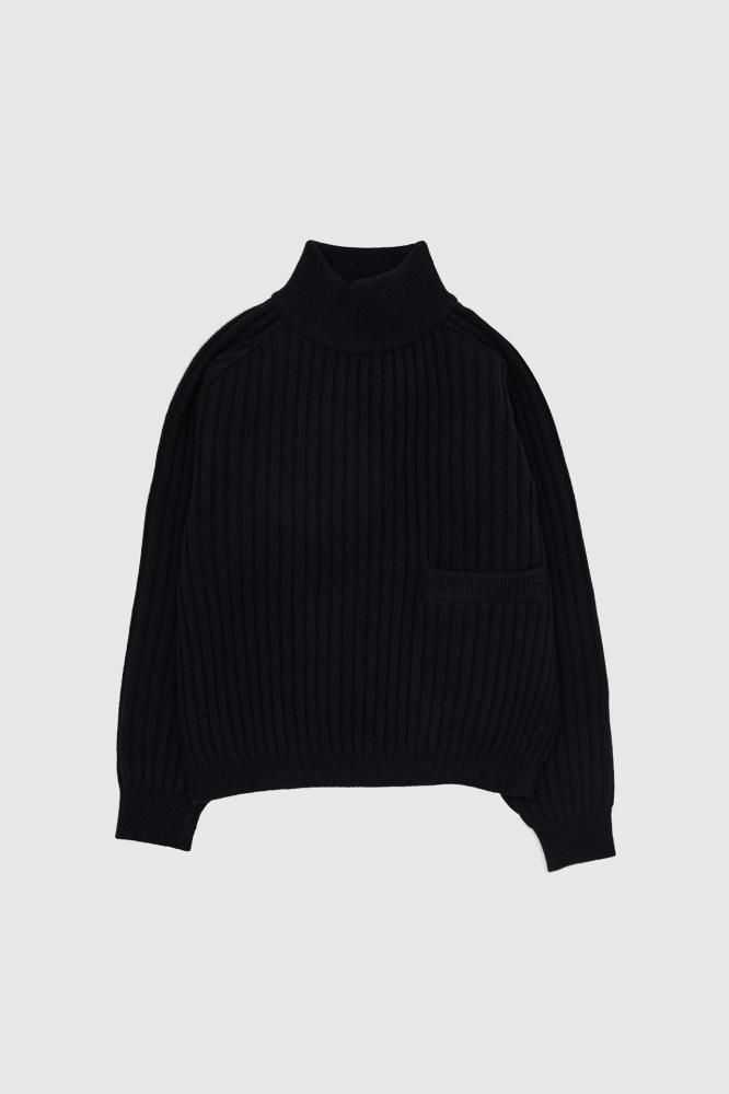 Wide Rib Highneck Sweater(BLACK)