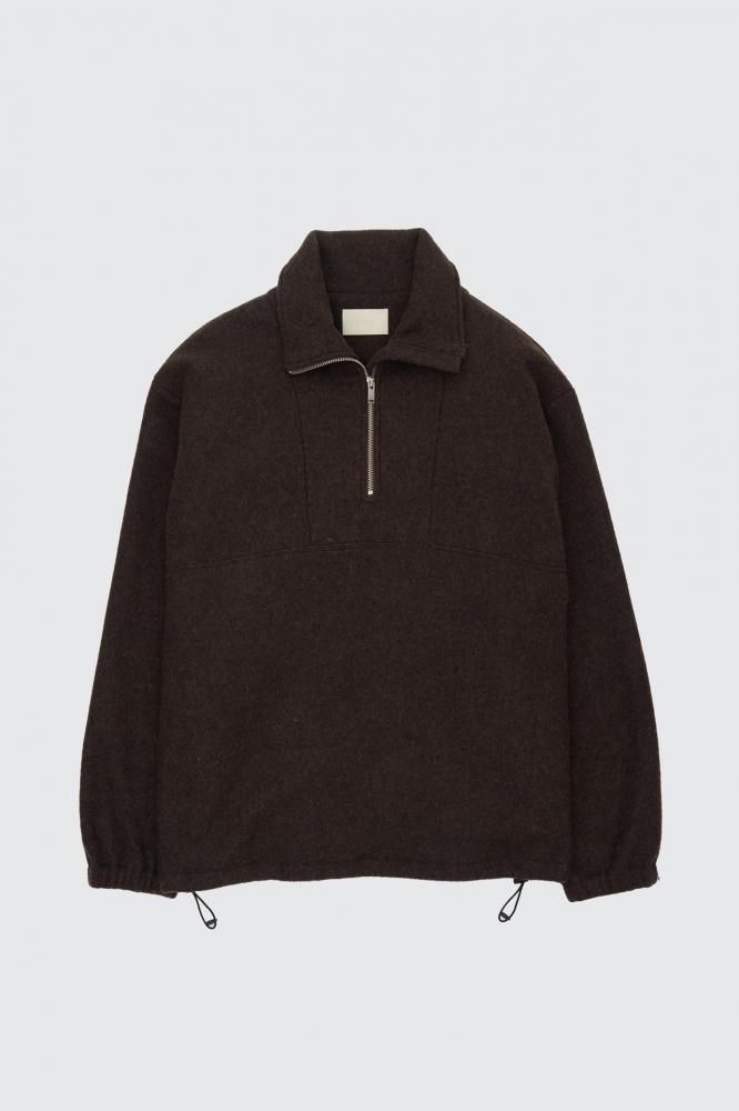 Wool Fleece Half Zip Pullover(BROWN)