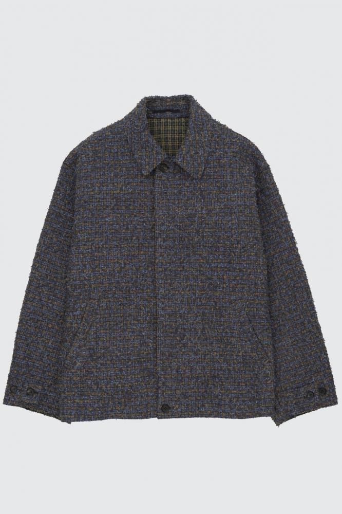 Needlepunched Cotton Plaid Drizzler Jacket(BLUE)