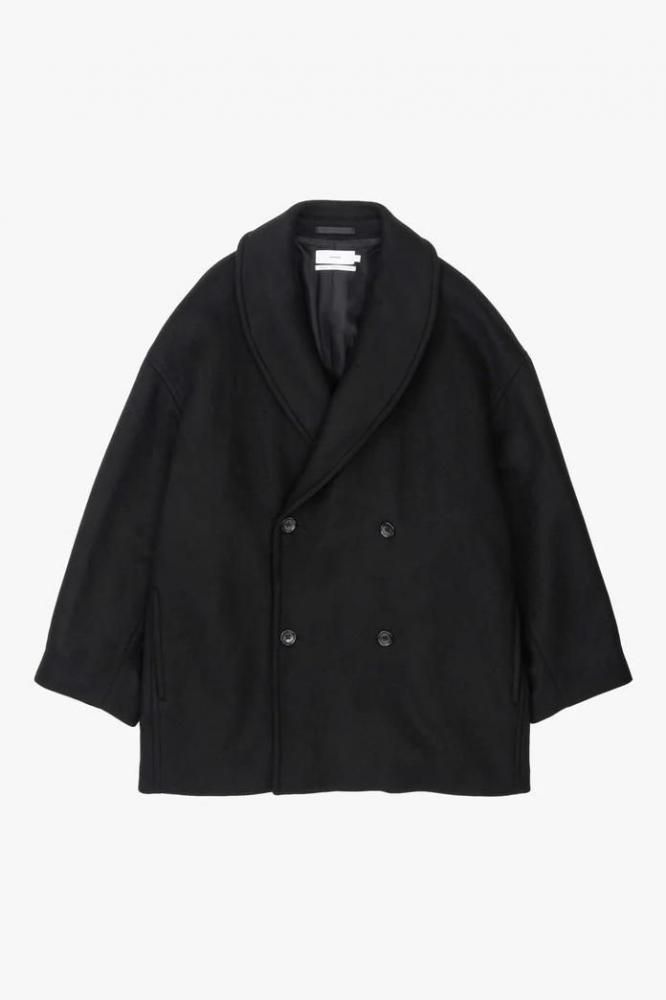Light Melton Shawl Collar Coat(BLACK)