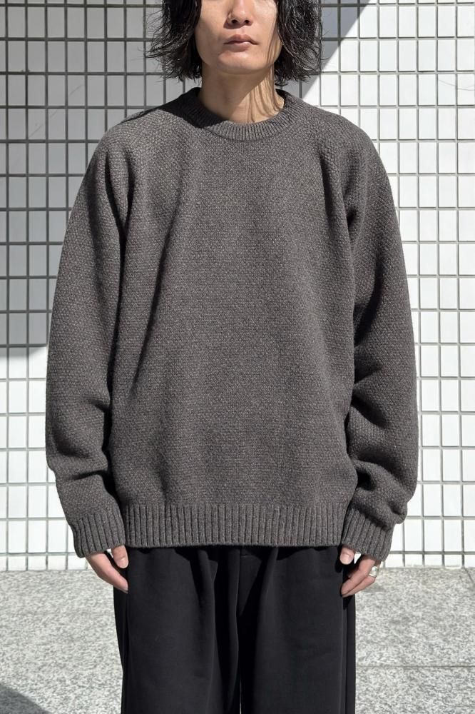 LAMBS WOOL CREWNECK SWEATER(BROWN)