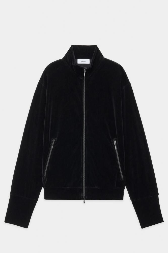 FULL ZIP TRACK JACKET -30/- ORGANIC COTTON VELOUR-(DARK NAVY)