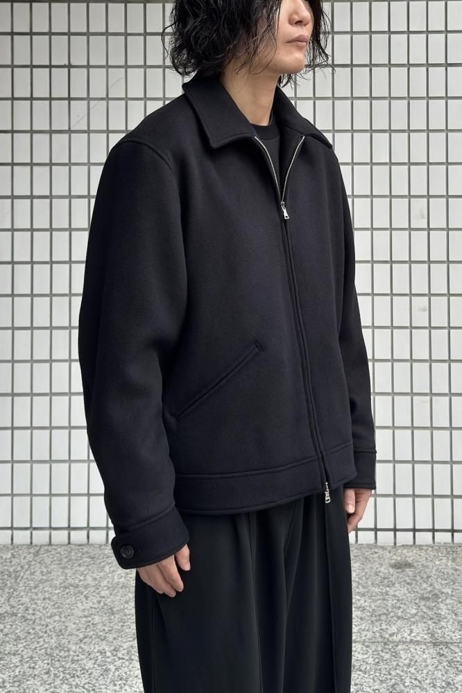 【極美品】45R 縮絨ニットのPラップジャケット F ブラック ウール SPORTS JACKET -WOOL SILK CASHMERE BEAVER-(BLACK) - H-L