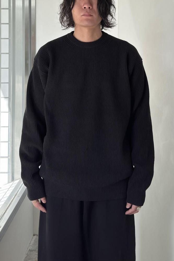 SUPER FINE WOOL RIB KNIT P/O(BLACK)