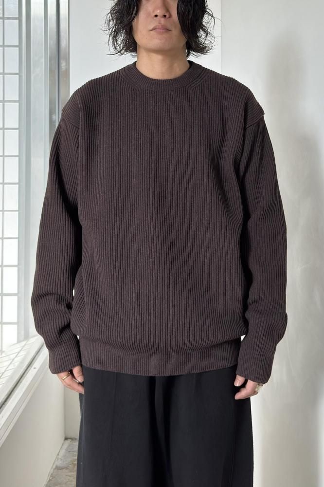 SUPER FINE WOOL RIB KNIT P/O(TOP BROWN)