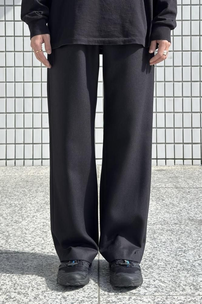 LIGHT MELTON ONE-TUCK SLACKS(DARK CHARCOAL)