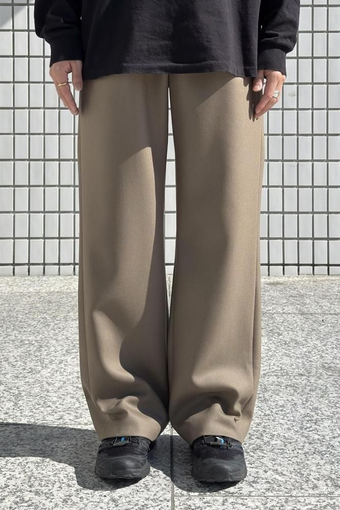 LIGHT MELTON ONE-TUCK SLACKS(KHAKI BROWN)
