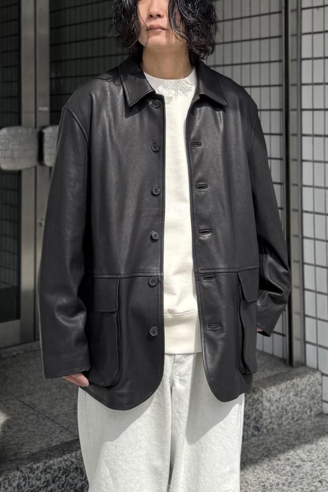 TEXTURED LAMB LEATHER BLOUSON(BLACK) - H-L