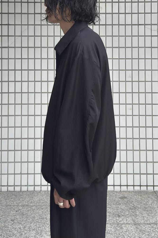 WOOL SILK COLLARED ZIP JACKET(BLACK) - H-L