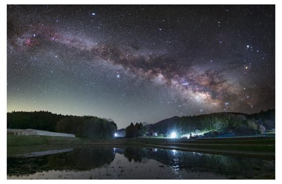 天の川の星景写真プリント 田園 サイズ安価版 天の川の星景写真プリント 田園 サイズ安価版