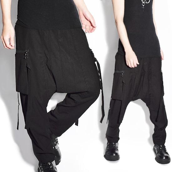 サルエルパンツ Alleglo 日本製 ブラック Alleglo/アレグロ 日本製 デザインステッチ＆カーゴサルエル