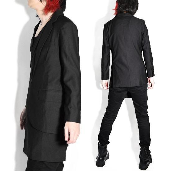 Alleglo×CROWS 変形アシンメトリーロング丈テーラードジャケット Alleglo×CROWS 変形アシンメトリーロング丈テーラードジャケット