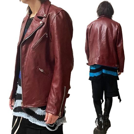 Alleglo×CROWS 本革シープレザーレッドライダースジャケット Alleglo×CROWS 本革シープレザーレッドライダースジャケット