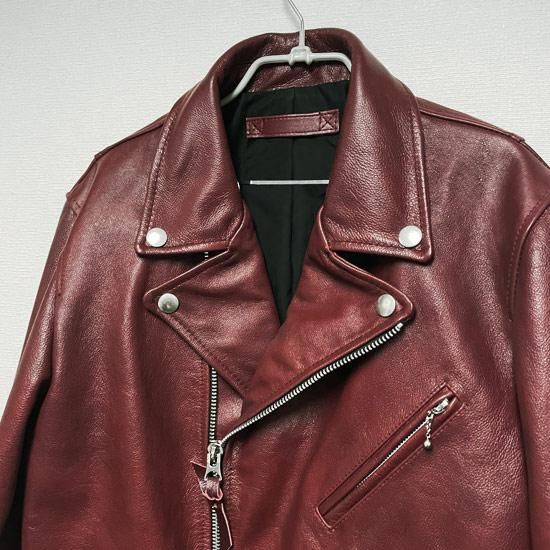 Alleglo×CROWS 本革シープレザーレッドライダースジャケット Alleglo×CROWS 本革シープレザーレッドライダースジャケット