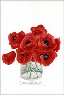 ポストカード「花瓶の赤いケシの花」