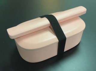 一段くりぬき長方形弁当箱+箸付（ピンク）