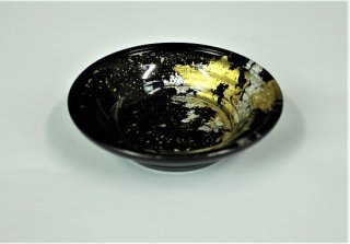 ミニ皿　漆黒金箔