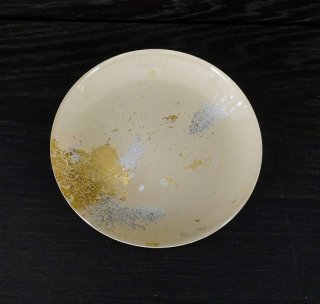 フラットプレート小皿　漆白金箔