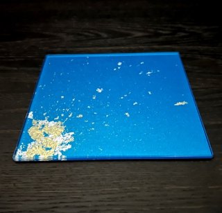 ガラスプレート180　メタルブルー（金箔）