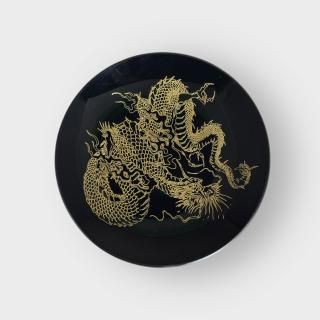 ݾζζRound small plate Dragon jet black gold dragon
