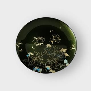 ݾðϥ꡼Round small plate Peony nashiji green