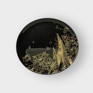 ݾФ깦ʶˡRound small plate Climbing peacock jet black (gold)