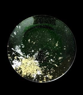ݾϥ꡼ʶRound small plate Nashiji green (gold leaf)