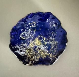 Ʀåޥ֥롼Small dish with rim rock gradient majo blue