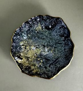 Ʀåᡡ֥åSmall dish with rim rock rame black