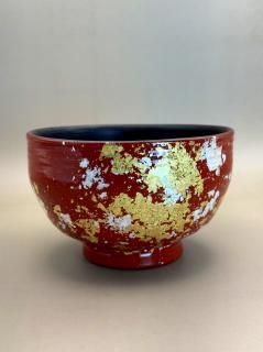 ǻơYOSHIHIKO FUJII  ܼʶMINOYAKI + YOSHIHIKO FUJII Matcha bowl vermilion (gold leaf)