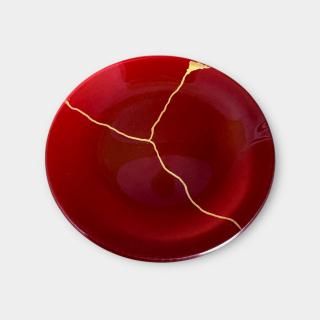 ݾ  Ѥǥ(3)Round small plate kintsugi design (3 colours)